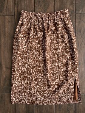J. Crew Brown with White Polka Dots Pencil Skirt